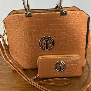 DASEIN CROCO HANDBAG WITH MATCHING WALLET